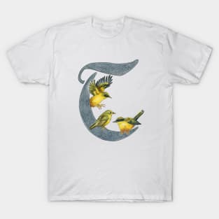Avian Alphabet T - Golden bush robin T-Shirt